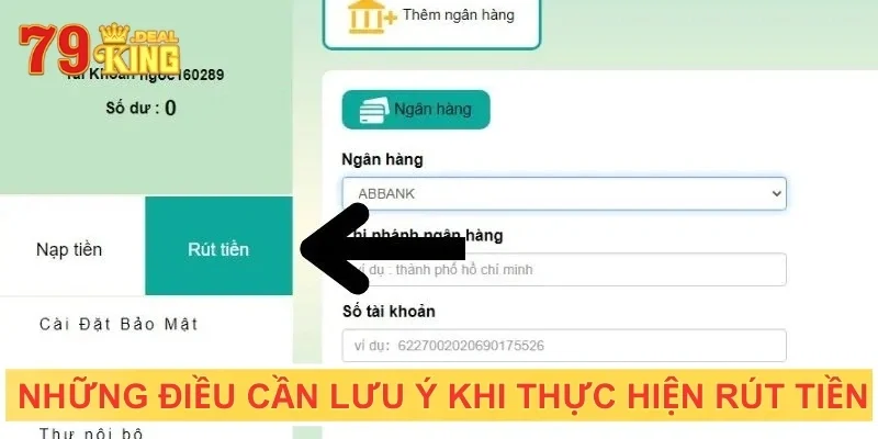 Những vấn đề cần lưu ý khi thực hiện rút tiền